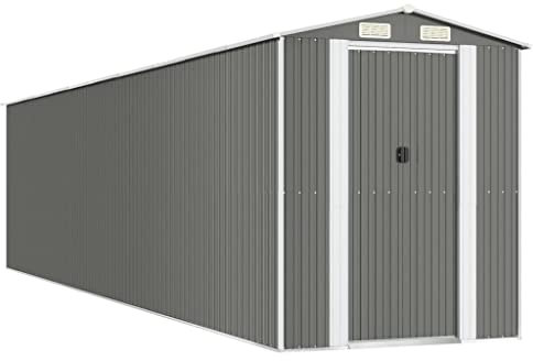 vidaXL Cobertizo de Jardín Caseta Herramientas Patio Trasero Parque Piscina Almacenamiento Hogar Exteriores Acero Galvanizado Gris Claro