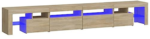 vidaXL TV Schrank mit LED-Leuchten Lowboard TV Möbel Tisch Board Sideboard Fernsehschrank Fernsehtisch HiFi-Schrank Sonoma-Eiche 260x36,5x40cm