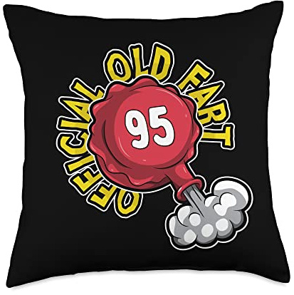 95th Birthday Official Old Fart Funny Red Whopee Cushion Throw Pillow