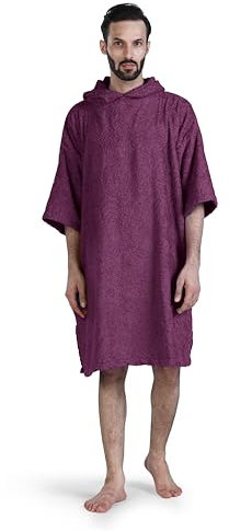 ALLEN & MATE 100% BAUMWOLLE, Unisex-Surfponcho mit Kapuze für Erwachsene – Übergroßer, schnelltrocknender, saugfähiger Wickelmantel für Strand und Schwimmen (L-XL, Lila Seestern)