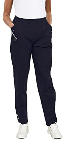 URBAN STITCH Womens Trouser Casual Wear Elasticated High Waist Pants Light Weight Straight fit Stretchy Trousers (16, Navy Blue)