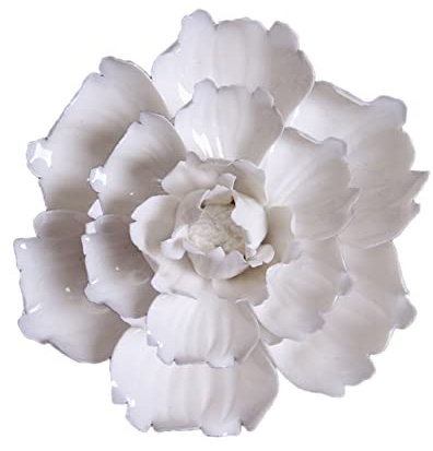 Levemolo Ceramic Art Wanddekoration Peonien Blumen Wandbehang Für Wohnzimmer Und Büro Künstliche Wandblumen Weiß Große Stilvolle Wandgestaltung Für Zuhause