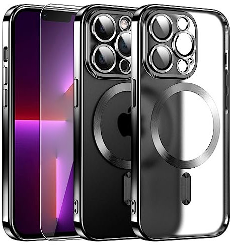 Matte Magnetisch für iPhone 13 Pro Max Hülle mit MagSafe [Original iPhone Äußere] [Kameraschutz Eingebaut] Case Dünn [Niemals Gelb] Handyhülle Stoßfest [ Militär schutz] Anti Fingerabdruck Schutzhülle