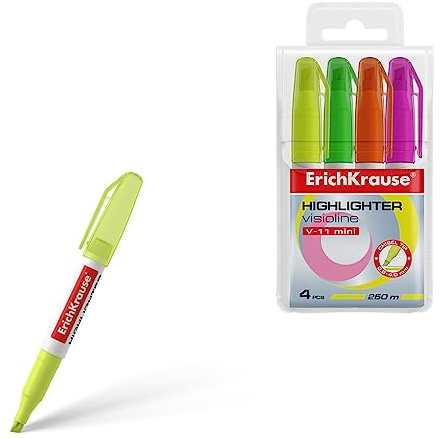 Textmarker V-11 Mini Neon 4er Set - Leuchtstifte zum Schreiben und Markieren - Filzstift Marker für Uni Schule Büro schnelltrocknend