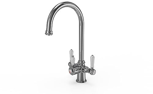 Excel Home - 3 in 1 Instant Boiling Water Tap, 2.4L Boiler Unit & Carbon Water Filter | Instant hot Hot Water Tap - Made of Anti Rust Stainless Steel - Kitchen Mixer Tap (Traditional, Chrome)