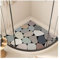 SciAza Tapis de Douche d'Angle Antidérapant Anti-Moisissure pour Baignoire - Motifs Géométriques, Lavable, Luffa (D,21in(54cm))