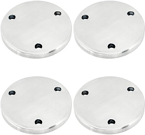 PRIOstahl Ankerplatte Ronde Platte Bodenplatte Flansch mit 3-Loch Bohrung x 4 Stück Größe: 85 mm x 6 mm Befestigung für Rohre zum Schweißen Handlauf Geländerbau Rostfrei aus Edelstahl V2A