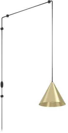 EGLO Hängelampe Narices, Lampenfassung mit Kabel und Stecker, Pendelleuchte über Esstisch, Esszimmerlampe aus Metall in Messing-Gebürstet und Schwarz, E27 Fassung