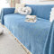 Couch Überzug 180x400cm, Einfarbig mit Quasten Sofa Überzug 4 Sitzer Sofa Überzug Abwaschbar Blau Sofabezug für Wohnlandschaft