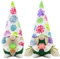 Gehydy Decoración Primavera Gnomo Juego de 2 Plantas Suculentas Duende Pascua Navidad Decor para Hogar Casa 18cm