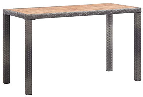 TJROO Gartentisch 123 x 60 x 74 cm Anthrazit & Braun PE Rattan & Stahl Großer Gartentisch Gartentisch Gartentisch Terrasse Outdoor Möbel für den Außenbereich Platzsparender Tisch Gartenmöbel