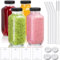 MEIMUCUL Smoothie Flasche,4 Stück Glasflaschen zum Befüllen,500ml Shot Flaschen zum Befüllen,Wiederverwendbare Smoothie Gläser mit Deckel,Ideal für Saft, Ingwer,Milchshakes