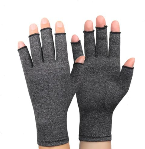 XUXN 1 Paar Arthritis-Handschuhe, fingerlose Kompressionshandschuhe für Damen, atmungsaktive, feuchtigkeitsableitende Kompressionshandschuhe für Herren, Halbfinger-Fahrradhandschuhe für