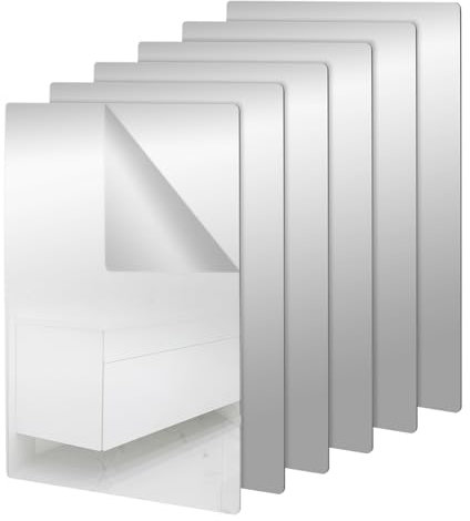 CHUENKUK 6 Stück Acrylspiegel Selbstklebend 20 x 30 cm Spiegel Rahmenloser Wandspiegel A4 Selbstklebende Flexibler Spiegel für Wohnzimmer, Schlafzimmer, Fitnessstudio