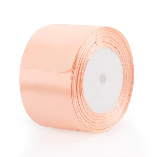 Geschenkband Champagner Rosa Satinband 5cm×22m Geschenkband Breit Schleifenband Dekoration Präsent für Hochzeit, Taufe und Geburtstag Geschenke