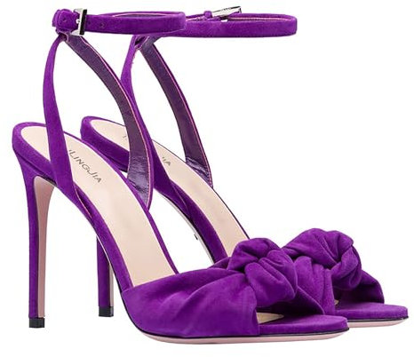 Generic Sandali Tacco Alto Pelle Scamosciata Donna Sandali Cinturini Eleganti Punta Aperta Tacchi Spillo Sexy Punta Rotonda Cinturino alla Caviglia Sandali Tinta Unita Quotidiani Feste,Viola,46 EU