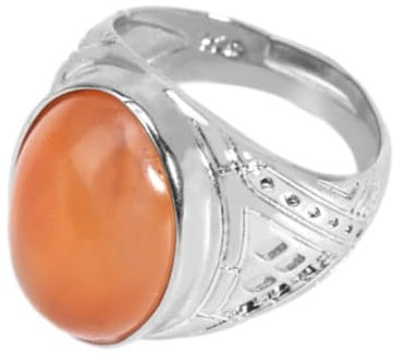 Tesselite Steinring – modischer Herren-Naturstein-weißer Ring, Drache, blutblauer Sand, Kristall, ovaler Perlenring, Schmuck, Alltagskleidung, orangefarbene Jade, S, Einheitsgröße