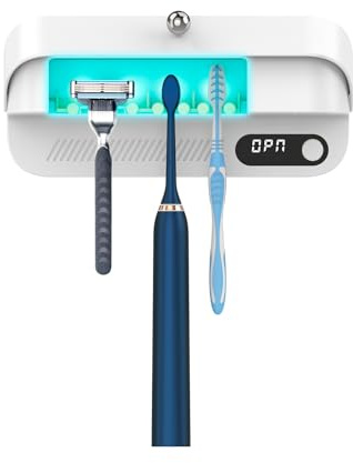 StarWin UV-Zahnbürsten-Desinfektionsmittel, Ventilator-Trocknungsfunktion, UVC-LED-Zahnbürste und manueller Rasierer-Reiniger, Sterilisator, wandmontierter Zahnbürstenhalter, geeignet für die meisten