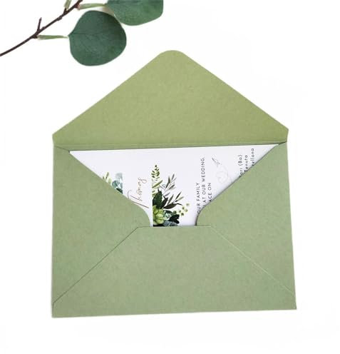 Briefumschläge für Hochzeitseinladungen, Olivgrün, 250 g/m², mattes Papier, 25 Stück (olivgrün)