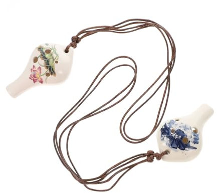 ibasenice 2 Stück Weiß Porzellan Okarina 6-loch Einsteiger Flöte Kinder Portable Anfänger Blasinstrument