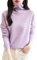 Chanyarn Maglione da Donna in 100% Lana Merino Leggero Collo Alto Lavorato a Maglia Senza Cuciture a Maniche Lunghe Tops (Light Purple,L)