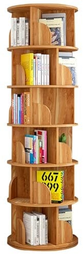 ZCY HOME Mehrstöckiges drehbares Bücherregal Haushaltswarenregal Stabil belastbar und platzsparend Geeignet für Wohnzimmer Schlafzimmer Arbeitszimmer Büro (Wood colour, 191 * 40cm, 3 Etagen)