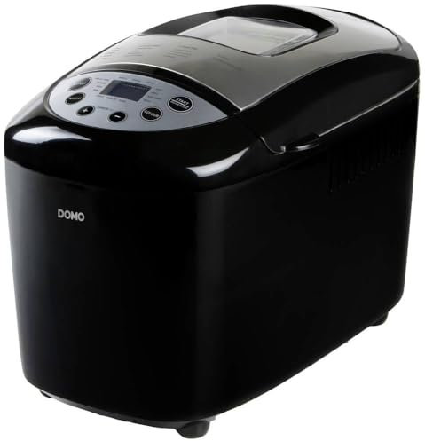 DOMO B3977 Machine à pain avec écran, Revêtement antiadhésif, Fonction minuteur, Avec verre doseur Noir