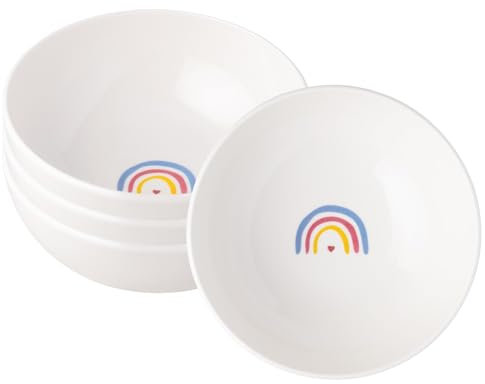 Villeroy & Boch With Love Müslischalen Be Happy 4er Set, 590 ml, Vielseitige Schalen für Suppe, Salat und Ramen, Premium Porzellan, spülmaschinen- & mikrowellengeeignet