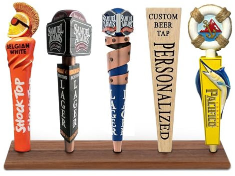 Beer Tap Handle Display, Beer Tap Handle Display Wall Mount for Beer, Whiskey Wine, Boston Wine Bottle Display, Beer Tap Handle Holder with 5 Beer Tap(Only Holder)
