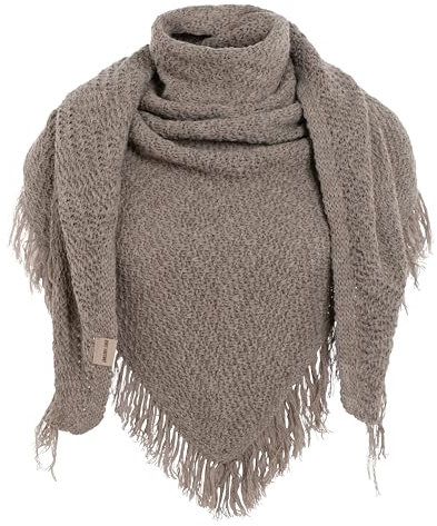 KNIT FACTORY - Dreiecksschal Amber - Damen Strickschal mit Wolle - Umschlagtuch für den Herbst und Winter - Winterschal - Dreieckstuch - Hochwertige Qualität - XXL Schal - 190x85 cm - Marron