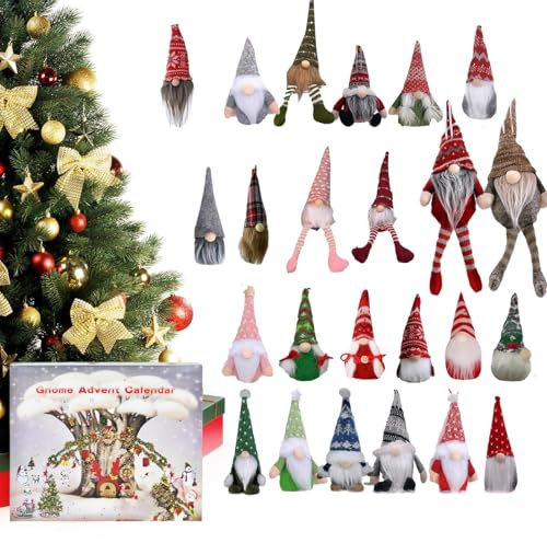 Weihnachtswichtel-Adventskalender 2024 Mit 24 Plüschzwergpuppen Zum Sammeln,eihnachten Gnomes Puppe Countdown Kalender Geschenke,Halloween Zwergen-Adventskalender,Weihnachts Weihnachtsdekorationszwerg