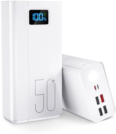 Power Bank 50000mAh:22.5W Batería Externa de Carga rápida con Gran Capacidad y 5 Salidas y 3 entradas