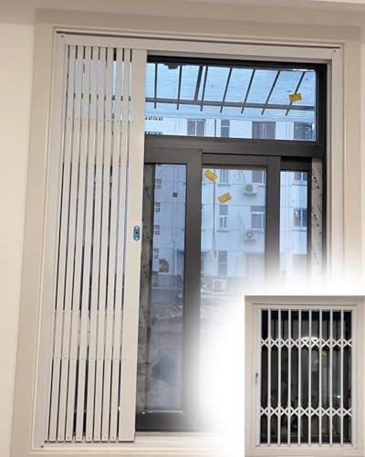 Fenstergitter Einbruchschutz Ausziehbare Fenstergeländer, Einbruchschutzgitter für Wohnungen, Einziehbare Schutzgitter für Keller, Balkone und Schuppen(120cmx100cm/47inx39in)