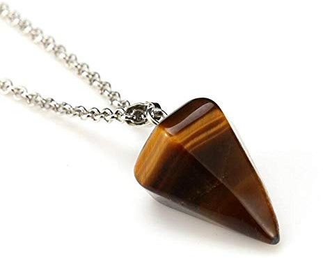 NXNONEPD GSZCCZS Natural Gem Stone Pendulum Necklace Crystal Quartz Stone Dowsing Pyramid Pendant Necklace Women Men Chakra Jewelry-Rose Quartz