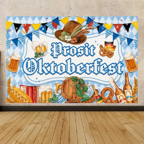 Oktoberfest Banner, 180 x 110 cm Bayerische Deko Hintergrund Banner | Extra Bayerische Große Deko Party für Wanddekoration Familientreffen oktoberfest Restaurants Party Verwenden