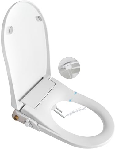 Siège de bidet non électrique pour toilette avec double buses auto-nettoyantes séparées à l'arrière et pulvérisation d'eau naturelle pour le nettoyage féminin, siège de toilette à fermeture douce