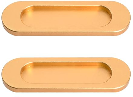 Aomhrek Tirador adhesivo aluminio 10x3 cm – Tirador puerta corredera dorado | Fijación sin taladrar en cristal, armarios y cocina. Agarre cómodo para niños y mayores. Acabado dorado resistente