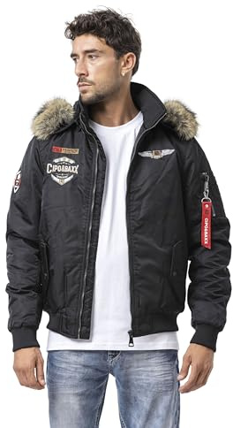 Cipo & Baxx Herren New Mantel Series – Stylische Winterjacke im modernen Design mit warmem Innenfutter, abnehmbarer Kapuze und funktionalen Details für kalte Tage