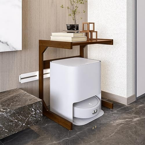 DAVBIR Organizer Ständer for Roboter, Über dem Kehrroboter-Aufbewahrungsschrank, Platzsparender Holzschrank, für Zuhause Büro Wohnzimmer Garage Ecke(Brown,55cm/22in)