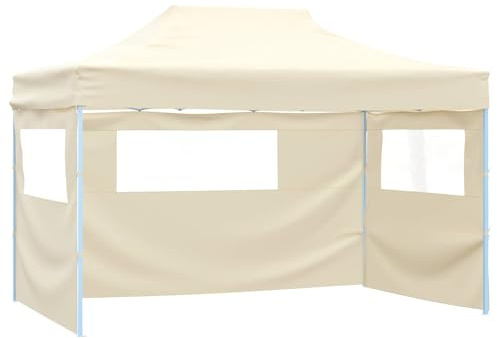 vidaXL Party-Zelt Creme 280 x 410 x 315 cm Oxford-Stoff, Garten und Terrasse, Veranstaltungszelt, tragbares Outdoor-Vordach, UV-beständiges Zelt, schneller Aufbau, windresistentes Zelt