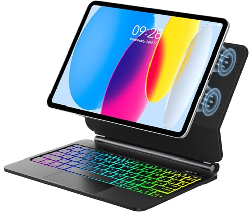 Teclado Magic para iPad A16 11 Generación 11 Pulgadas/10 Generación 10.9 | Funda Keyboard 7 Colores Retroiluminados, Diseño Magnético Flotante con Trackpad para iPad 11 2025/10 2022, Negro