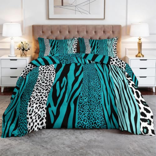 Animal Print Bettdecke ohne Bezug für Kinds, Zebramuster Gepardenmuster Muster Sommerbettdecke Hautfreundlich und Flauschig Steppbett Ganzjahresdecke für Allergiker Zudecke Schlafdecke 155x200 cm