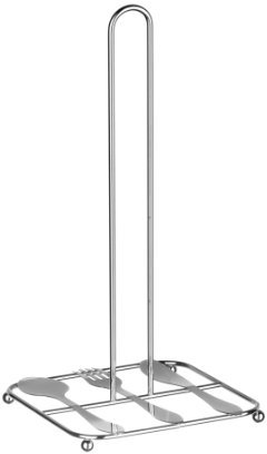 Premier Housewares 509663 Cutlery Design Kitchen Roll Holder - Chrome , Silver , H31 x W15 x D15cm