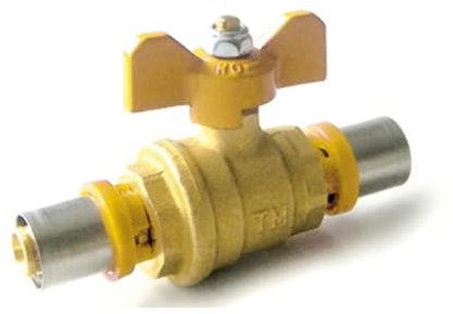 Vanne à bille à gaz avec levier papillon 16mm