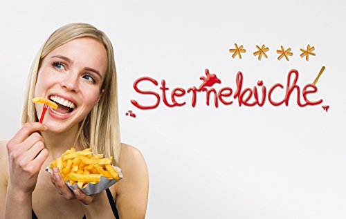 Komar Deco-Sticker STERNEKÜCHE | 50 x 70 cm | Wandtattoo, Wandbild, Wandsticker, Wandaufkleber, Walltattoo, Essen, Pommes, Ketchup, Küche | 17047h