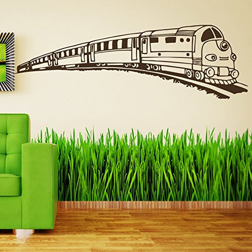 Vinyl Wandtattoo Welt Zug Lokomotive Kinder Eisenbahn Wandaufkleber Wandsticker Wanddekoration Fototapete Dekoration für Kinderzimmer Schlafzimmer Wohnzimmer Arbeitszimmer Kabinett Zimmer M128