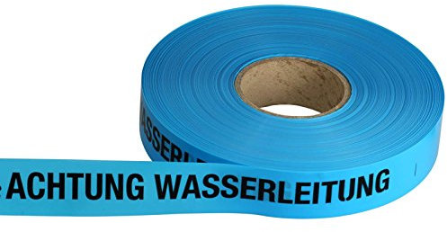 ACHTUNG WASSER/WASSERLEITUNG Trassen-Warnband/Trassenband/Warnband/Band 250 m x 40 mm, blau