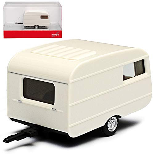 Herpa QEK Junior Wohnwagen Anhänger Weiss DDR 1974-1990 H0 1/87 Modell Auto mit individiuellem Wunschkennzeichen