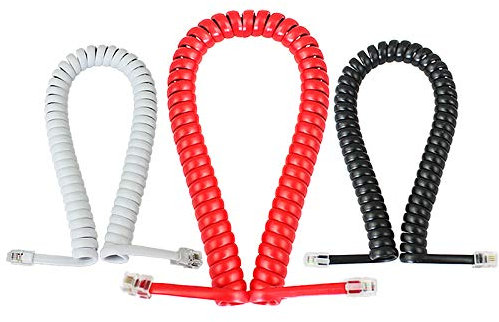 TOOLSTAR Confezione da 2 cavi telefonici RJ10 RJ9 4P4C a spirale, 5 m, colore: rosso