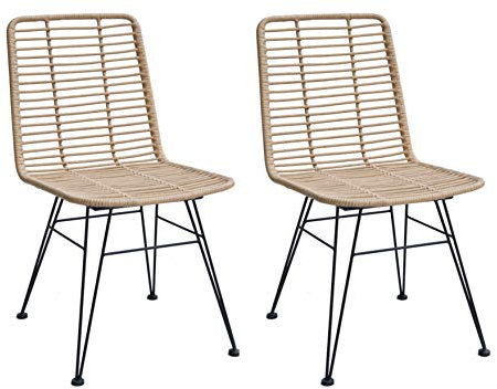 Vintagehaus Gartenstuhl Esszimmerstuhl Hacienda Rattan Vela In/Outdoor Natur (2 Stück)